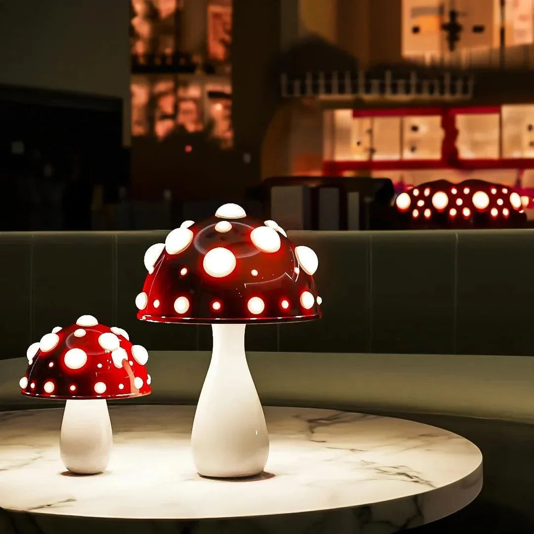 Mushroom LED Nightstand Light Cordless Rechargeable 3 Brightness Modes Dome Accent Lamp 12 in Aluminum Bedroom Office Ambient Reading Desk L