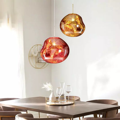 Organic Glass Ceiling Fixture – Sculptural Smoke Finish – 19-Inch Modern Drop Light for Dining Areas & Living Rooms – E27 Socket – Reflectiv