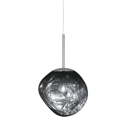 Organic Glass Ceiling Fixture – Sculptural Smoke Finish – 19-Inch Modern Drop Light for Dining Areas & Living Rooms – E27 Socket – Reflectiv