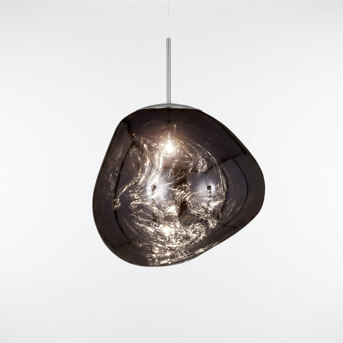 Reflective Globe Pendant Light with Molten Core Glow – Modern Acrylic LED Ceiling Lamp for Dining Room, Kitchen Island, Entryway – Warm