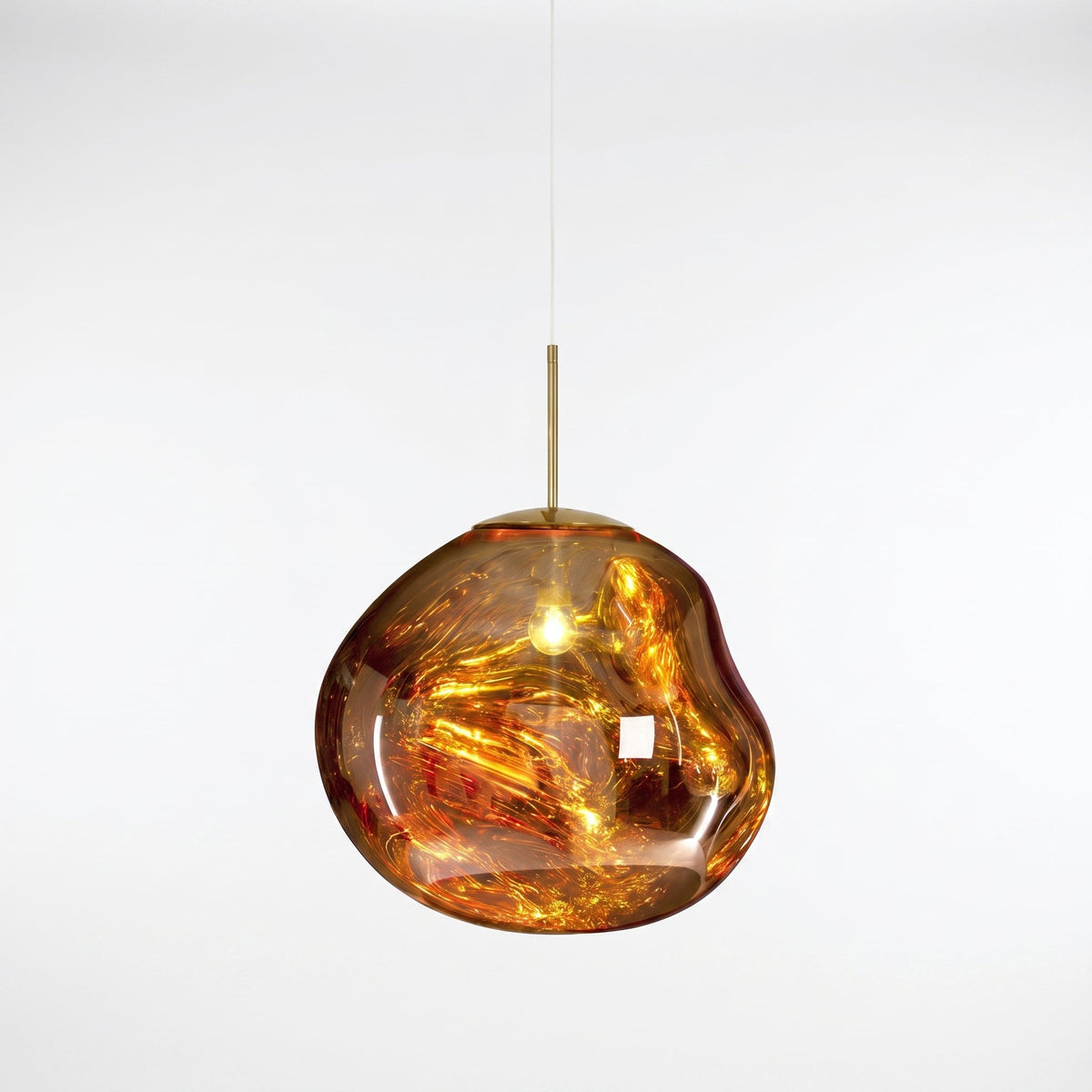 Reflective Globe Pendant Light with Molten Core Glow – Modern Acrylic LED Ceiling Lamp for Dining Room, Kitchen Island, Entryway – Warm
