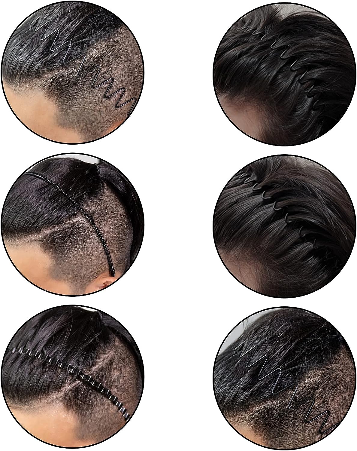 Metal Hair Bands for Men – Non-Slip Wavy Spiral Zigzag Circle Designs for Daily Grooming & Style – Rust-Resistant Durable Accessory