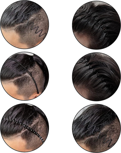 Metal Hair Bands for Men – Non-Slip Wavy Spiral Zigzag Circle Designs for Daily Grooming & Style – Rust-Resistant Durable Accessory