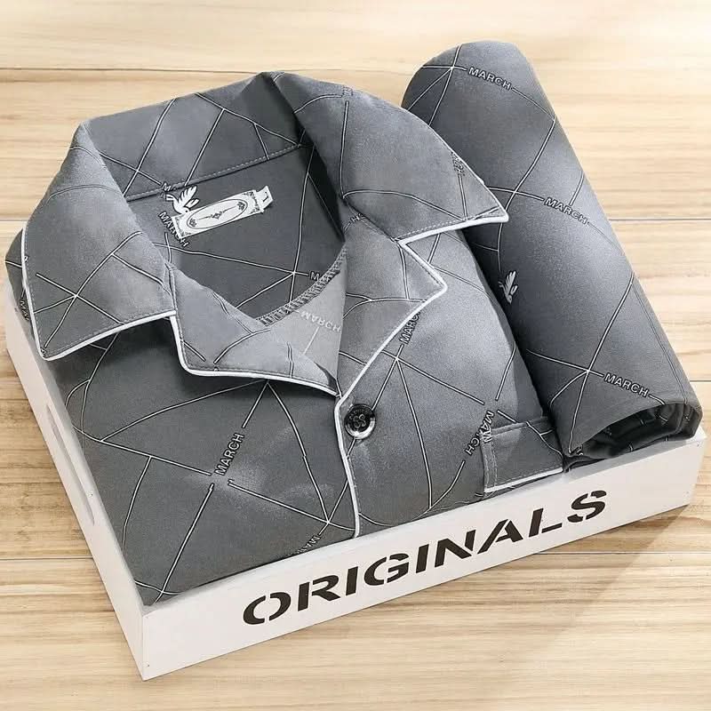 Men's Classic Lounge Shirt & Pant Set – Lightweight Cotton Sleepwear for All Seasons