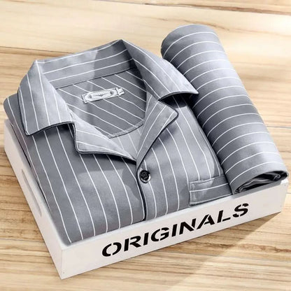 Men's Classic Lounge Shirt & Pant Set – Lightweight Cotton Sleepwear for All Seasons