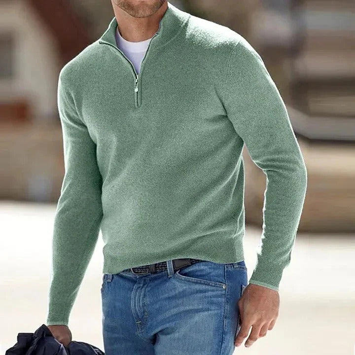 Pure Cashmere Crew Neck Sweater for Men – Full Sleeve Pullover Knit for Fall Winter Spring – Classic Fit Knitwear for Business Casual &