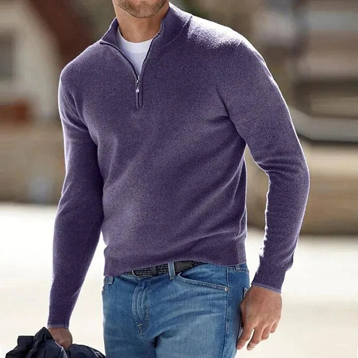 Pure Cashmere Crew Neck Sweater for Men – Full Sleeve Pullover Knit for Fall Winter Spring – Classic Fit Knitwear for Business Casual &