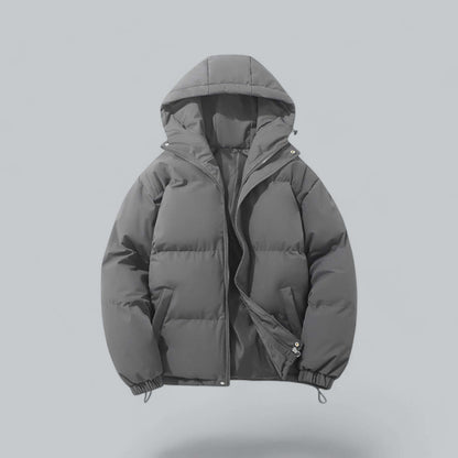 Insulated Button-Front Parka with Removable Hood for Men – Cold Weather Outerwear for Winter Commutes & Outdoor Activities