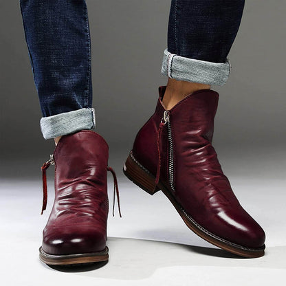 Men's Pointed-Toe Lace-Up Boots with Rubber Outsole – Classic Everyday Footwear for Work & Casual Wear