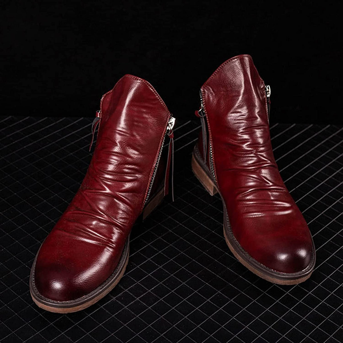 Men's Pointed-Toe Lace-Up Boots with Rubber Outsole – Classic Everyday Footwear for Work & Casual Wear