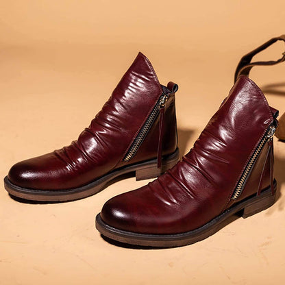 Men's Pointed-Toe Lace-Up Boots with Rubber Outsole – Classic Everyday Footwear for Work & Casual Wear