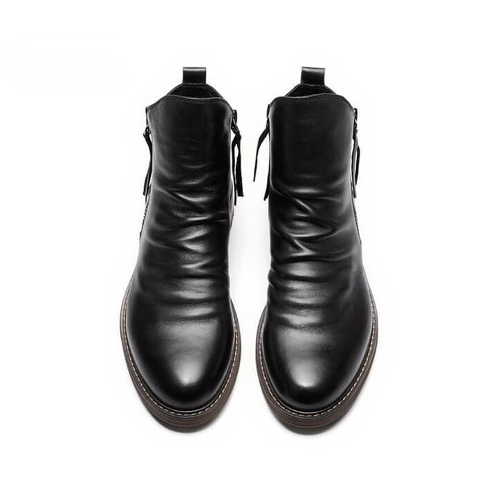 Men's Pointed-Toe Ankle Boots with Rubber Sole – Lace-Up Microfiber Footwear for Work, Casual & Evening – Cushioned Insole & Anti-Slip Tread
