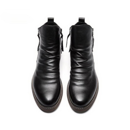 Men's Pointed-Toe Ankle Boots with Rubber Sole – Lace-Up Microfiber Footwear for Work, Casual & Evening – Cushioned Insole & Anti-Slip Tread