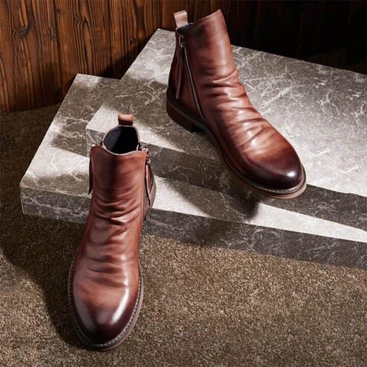Men's Pointed-Toe Lace-Up Boots with Rubber Outsole – Classic Everyday Footwear for Work & Casual Wear