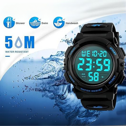 Tactical Digital LED Sports Watch Waterproof Shockproof Outdoor Adventure Timepiece for Men Active Lifestyle Running Hiking Fitness Training