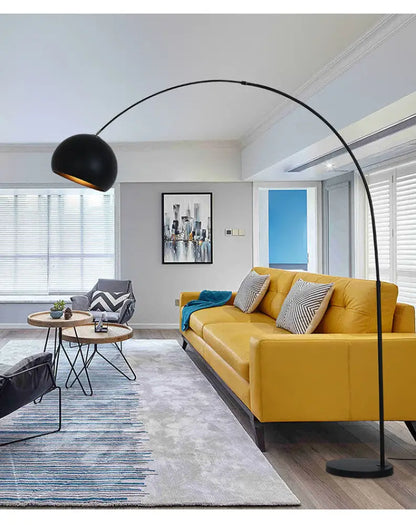 Steel Arc Floor Lamp with Rippled Metal Shade – Adjustable Rod Design for Living Room, Bedroom & Kids' Spaces