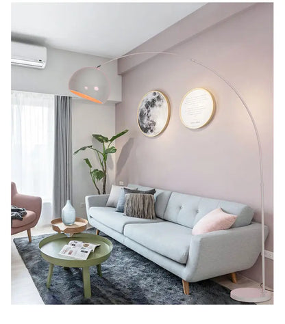 Steel Arc Floor Lamp with Rippled Metal Shade – Adjustable Rod Design for Living Room, Bedroom & Kids' Spaces