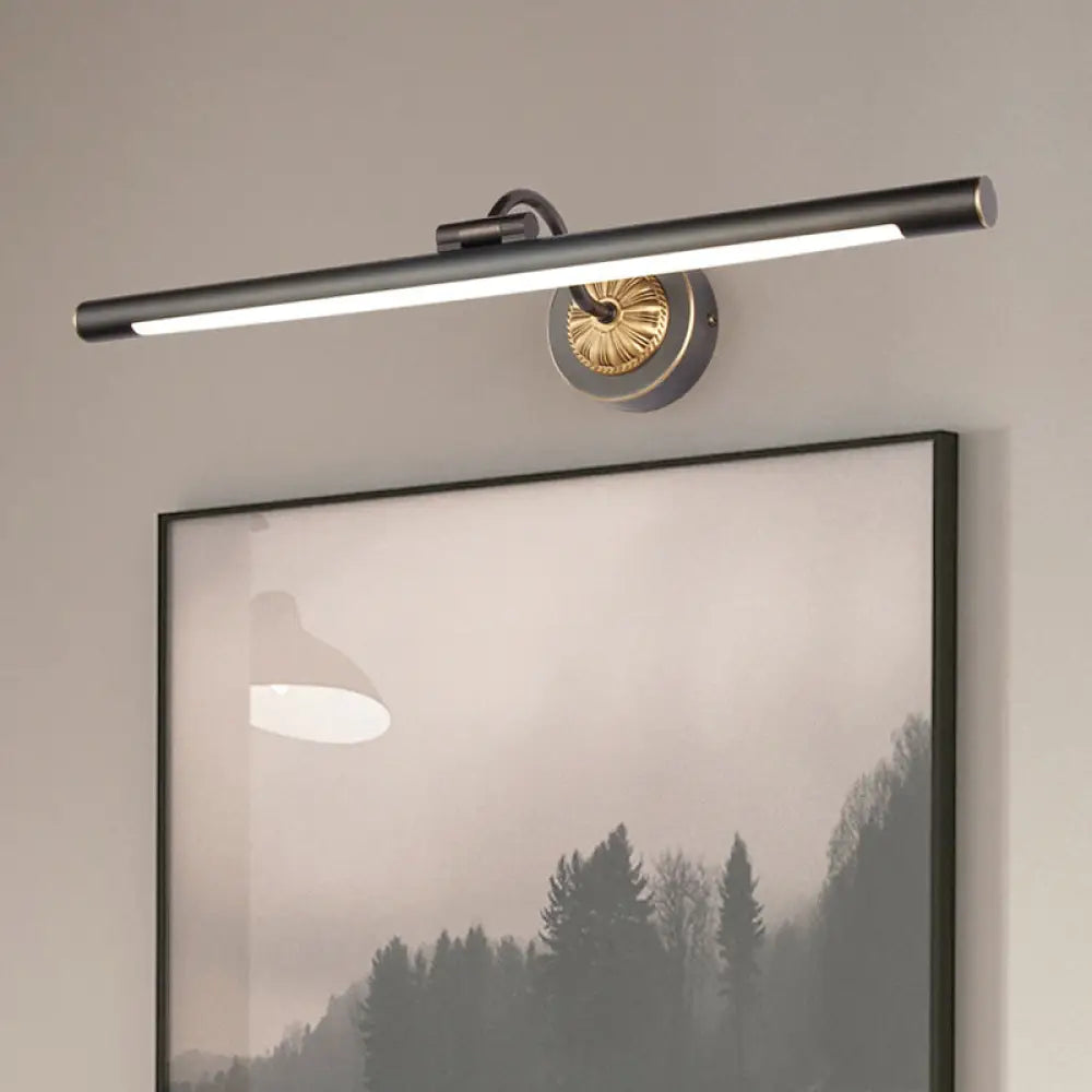 Adjustable Arm Picture Light for Bathroom Vanity | Black & Bronze Metal LED Sconce for Mirror Lighting | Classic Wall-Mounted Fixture for
