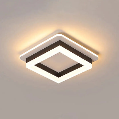 Compact Round & Square LED Ceiling Light for Hallways, Entryways, Bathrooms – Modern Low-Profile Design, 10-Inch Acrylic Lens, Dimmable