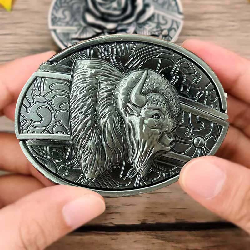 Western Metal Belt Buckle with Hidden EDC Tool | Interchangeable Oval Designs for Men & Women | Fits 1.5 Inch Belts | Rodeo Ranch Country