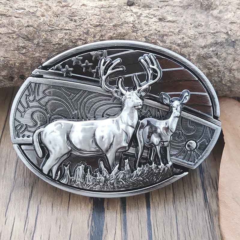 Western Metal Belt Buckle with Hidden EDC Tool | Interchangeable Oval Designs for Men & Women | Fits 1.5 Inch Belts | Rodeo Ranch Country