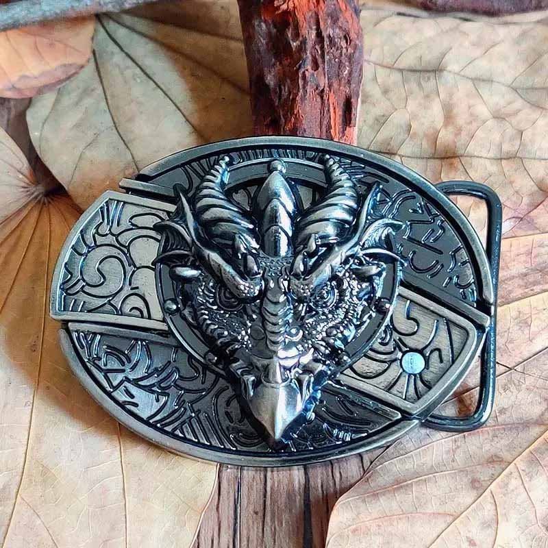 Western Metal Belt Buckle with Hidden EDC Tool | Interchangeable Oval Designs for Men & Women | Fits 1.5 Inch Belts | Rodeo Ranch Country