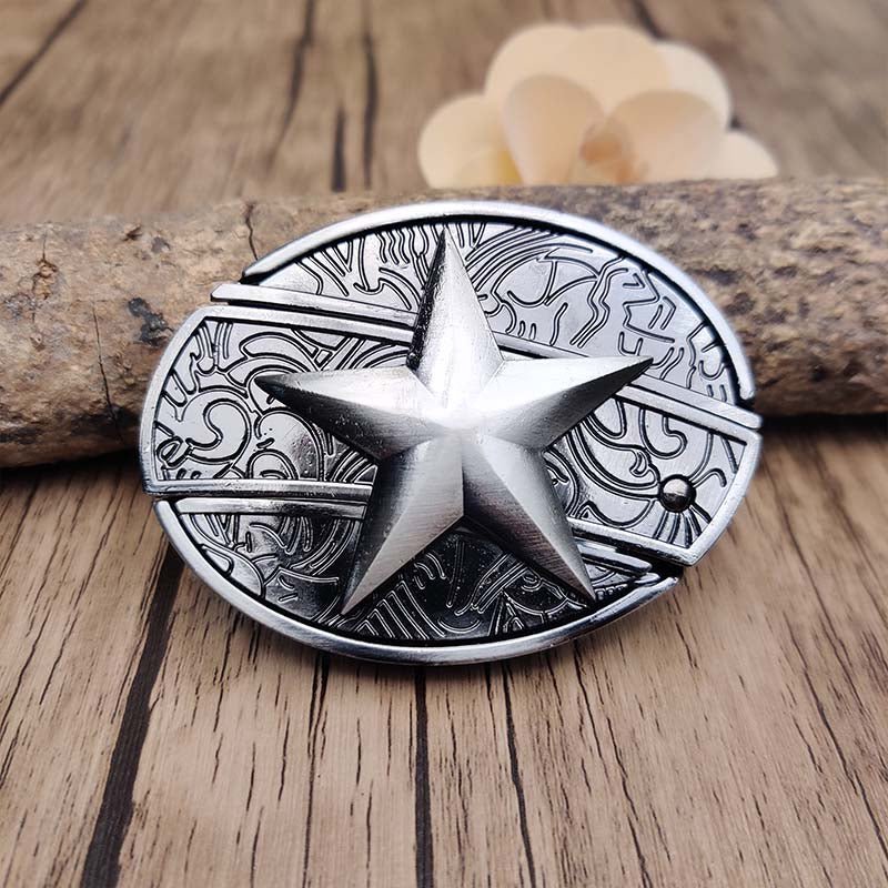 Western Metal Belt Buckle with Hidden EDC Tool | Interchangeable Oval Designs for Men & Women | Fits 1.5 Inch Belts | Rodeo Ranch Country