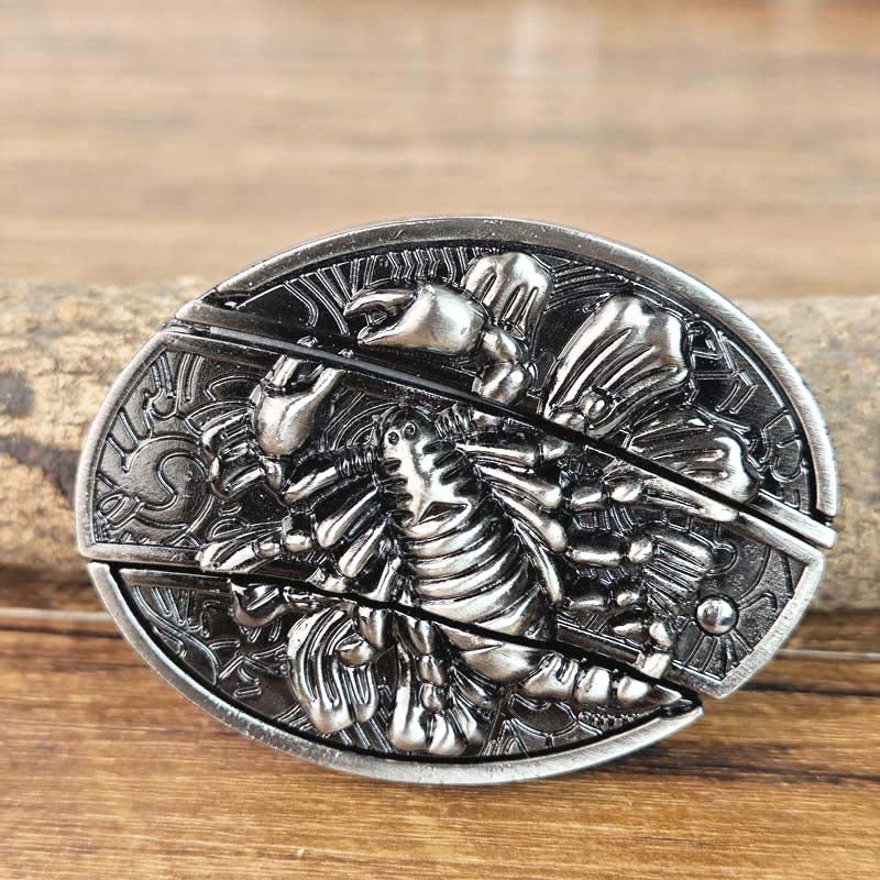 Western Metal Belt Buckle with Hidden EDC Tool | Interchangeable Oval Designs for Men & Women | Fits 1.5 Inch Belts | Rodeo Ranch Country