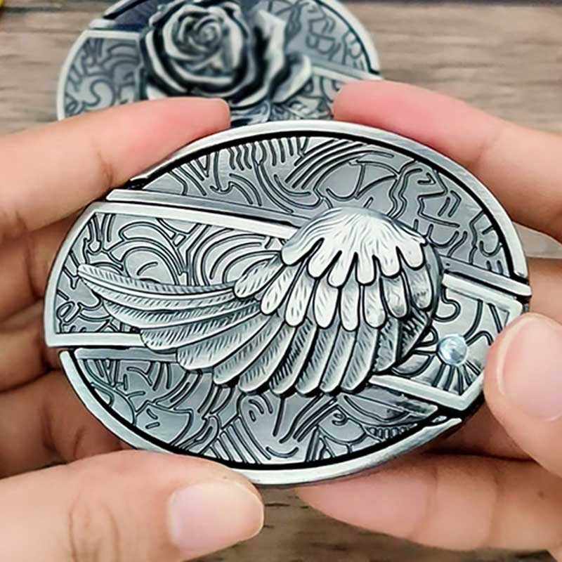 Western Metal Belt Buckle with Hidden EDC Tool | Interchangeable Oval Designs for Men & Women | Fits 1.5 Inch Belts | Rodeo Ranch Country