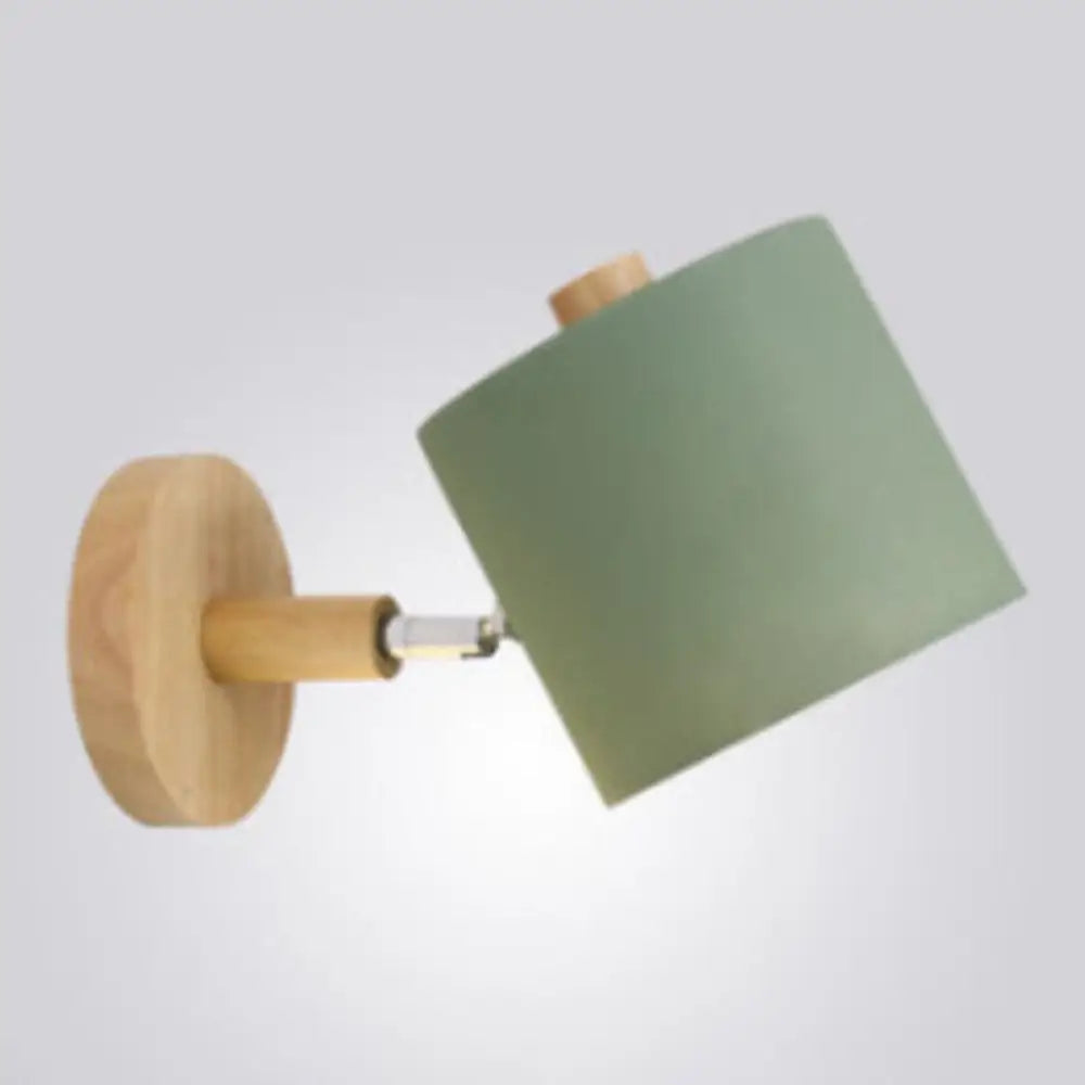 Adjustable Wood Wall Sconce with Rotating Metal Shade for Kids Room | Single-Light Fixture in Pastel Finish | E26 Base Nursery Lighting
