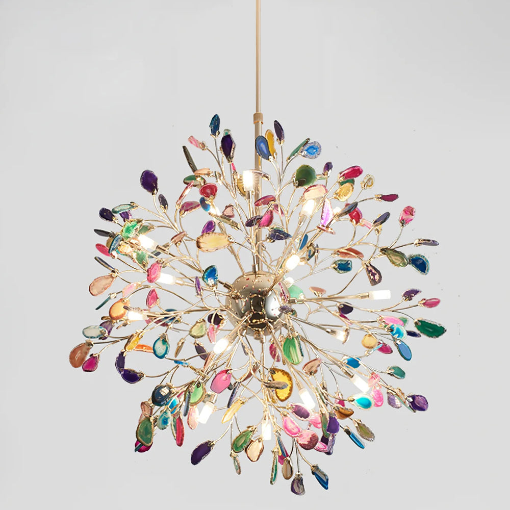 Agate Branch Chandelier 23-Inch Gold Finish Multi-Arm Adjustable G4 Fixture for Dining Room Living Room Statement Lighting Multicolor Natura