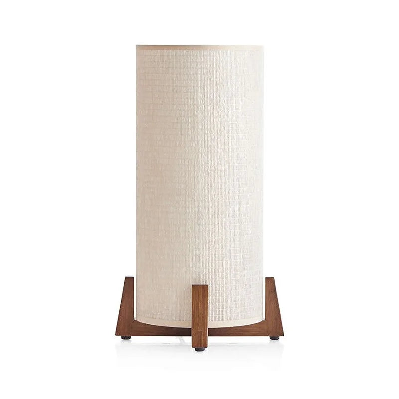 Wooden Standing Lamp with Cylinder Fabric Shade 47 in Tall Ambient Light for Living Room Bedroom Reading Corner Modern Neutral Decor Accent