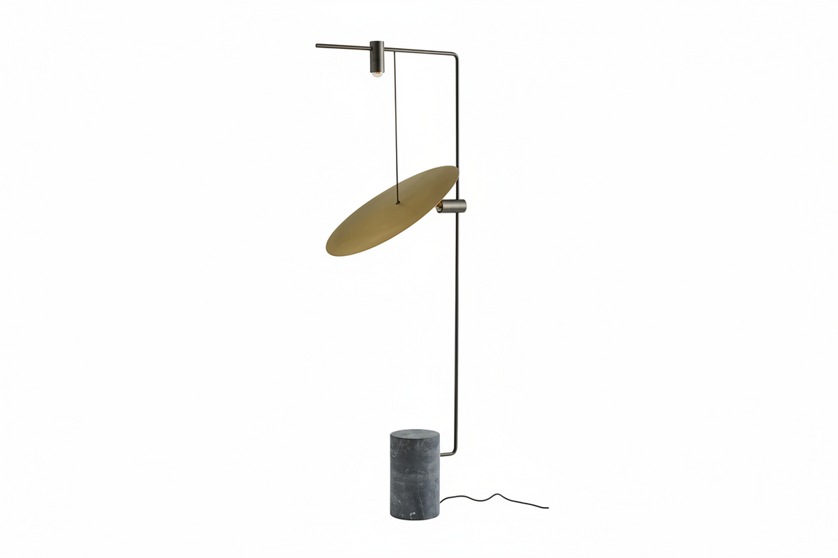 Uplight Downlight Standing Lamp 67 in Tall Green Marble Base Metal Pole Ambient Task Light for Bedroom Office Living Space