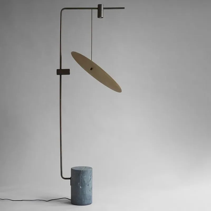 Uplight Downlight Standing Lamp 67 in Tall Green Marble Base Metal Pole Ambient Task Light for Bedroom Office Living Space