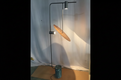 Uplight Downlight Standing Lamp 67 in Tall Green Marble Base Metal Pole Ambient Task Light for Bedroom Office Living Space