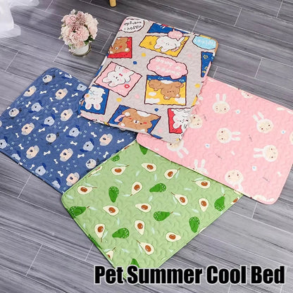 Self-Cooling Pet Bed Mat with Non-Slip Base for Cats & Dogs – Washable Heat-Regulating Fabric, 3 Sizes Available