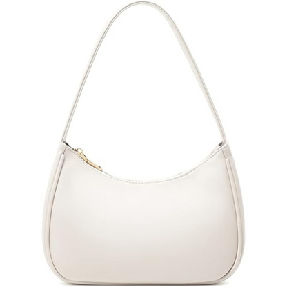 Compact Zippered Shoulder Bag for Women - Curved Silhouette Purse for Daily Essentials - Versatile Handbag Crossbody or Clutch - Lightweight