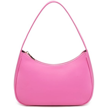 Compact Zippered Shoulder Bag for Women - Curved Silhouette Purse for Daily Essentials - Versatile Handbag Crossbody or Clutch - Lightweight