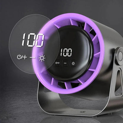 Compact Desktop Fan with 100-Speed Control, LED Display, USB Rechargeable & Wall Mount Option for Office, Bedroom