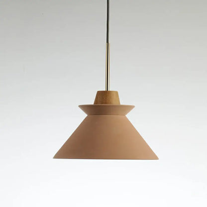 Concrete Cone Pendant Light with Wood Accent for Kitchen Island and Dining Space | Modern Single Fixture in Gray White or Pink