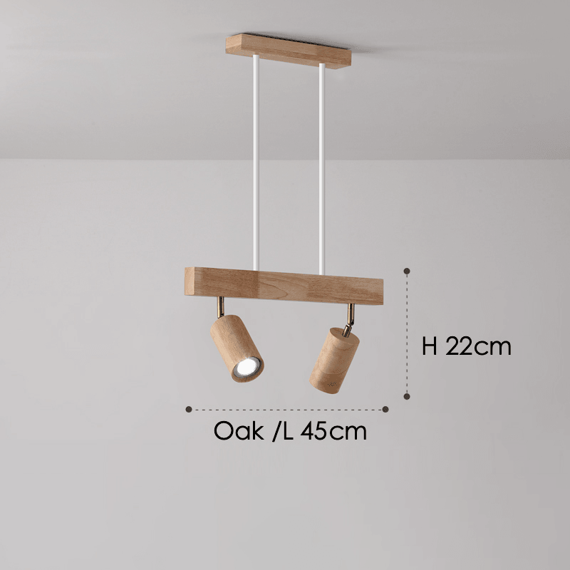Wooden Track Light with Adjustable Spotlights for Kitchen, Dining Room & Bedroom – 47 in Natural Wood Ceiling Fixture – 1 to 5 Heads