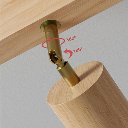 Wooden Track Light with Adjustable Spotlights for Kitchen, Dining Room & Bedroom – 47 in Natural Wood Ceiling Fixture – 1 to 5 Heads