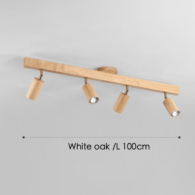 Wooden Track Light with Adjustable Spotlights for Kitchen, Dining Room & Bedroom – 47 in Natural Wood Ceiling Fixture – 1 to 5 Heads