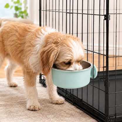 Ortekor Crate-Mounted Stainless Steel Pet Bowl for Dogs & Cats - Screw-On Food & Water Bowl for Cleaner Kennel Feeding