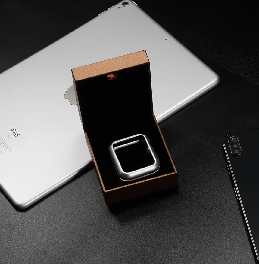 Armored Tempered Glass Watch Shield with Metal-Look Bumper Cover for Apple Watch 38mm-44mm Series 1-6