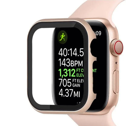 Reinforced Metal Armor Shell with Built-In Hardened Glass Display Shield for 40mm & 44mm Series 4/5/6, 38mm & 42mm Series 1/2/3