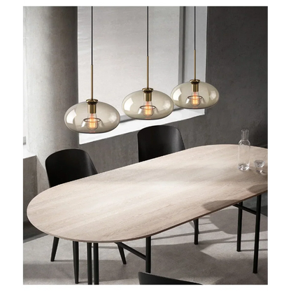 Glass Pendant Light Fixture Hanging Ceiling Lamp 8 Inch Amber Shade Metallic Accent Contemporary Kitchen Island Dining Area Bedroom