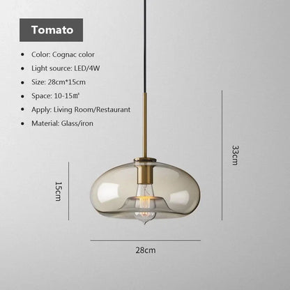 Glass Pendant Light Fixture Hanging Ceiling Lamp 8 Inch Amber Shade Metallic Accent Contemporary Kitchen Island Dining Area Bedroom