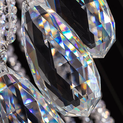 Hanging Light Fixture Cascading Crystal Strands Chrome 47 Inches Tall for Two-Story Foyer Stairwell Hallway Living Room High Ceiling Vertica