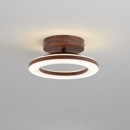 Flush Mount LED Disc Ceiling Light – Wood Finish Round Fixture for Bedroom, Hallway & Dining Room – 8-12 Inch Compact Low Profile Design
